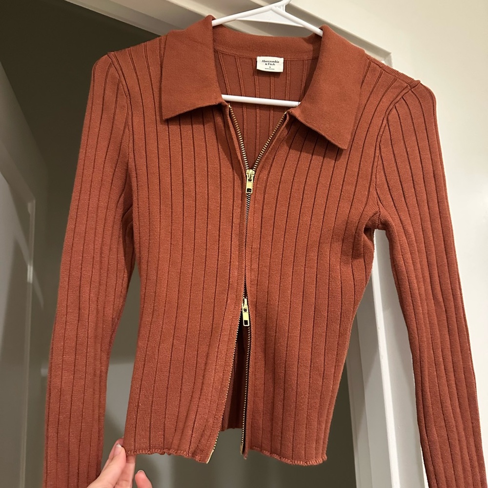 Abercrombie & Fitch Rust Knit Polo Top